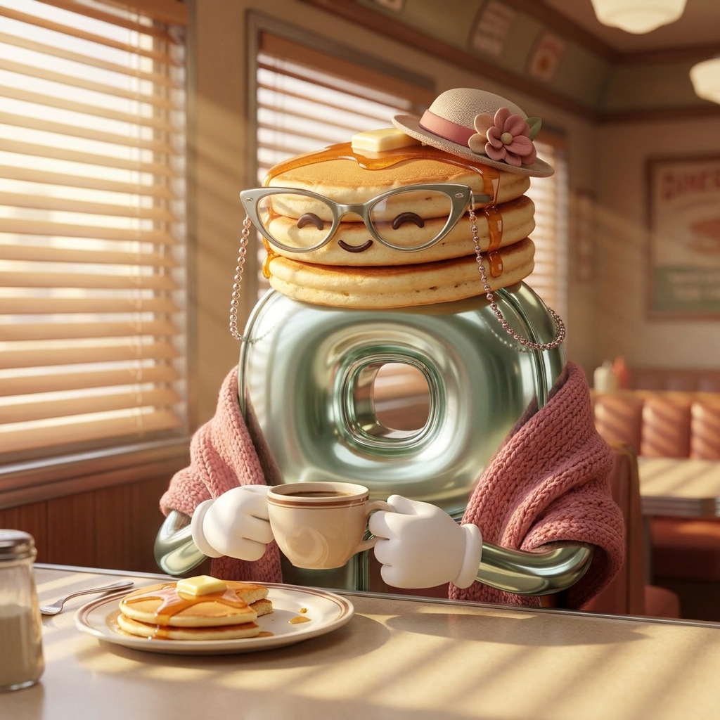Marge enjoying her morning coffee at the counter, blissfully unaware of what a blockchain is